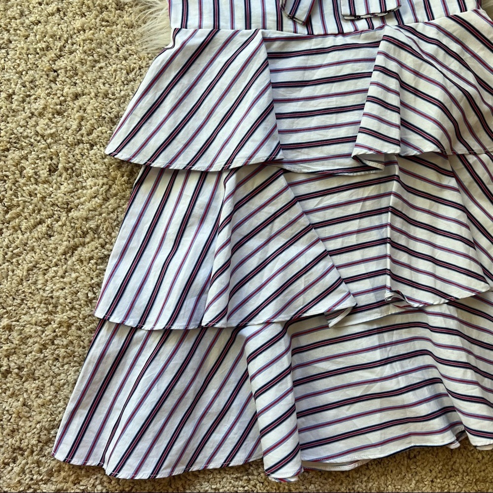NWT Lucy Paris Blue White Off Shoulder Ruffle Mini Dress - Picture 11 of 12